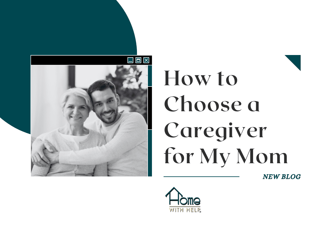 elderly woman with son hugging and deciding how to choose a caregiver