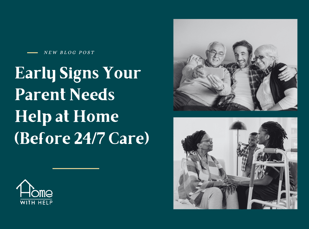 aging parents and adult children in images for blog post Early Signs Your Parent Needs Help at Home